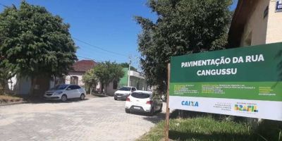 Obra de calçamento da Rua Cangussu alcança 50% de conclusão em Camaquã