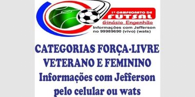 1º Campeonato de Futsal no Ginásio do Engenhão - Camaquã/RS. Faça a inscrição de sua equipe!