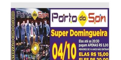 Super Domingueira no Salão Central com a Banda Porto do Som. É neste domingo (4/10)