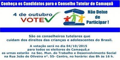 Gaúchos elegem no domingo 2.605 conselheiros tutelares. Em Camaquã a votação será na SMTDS