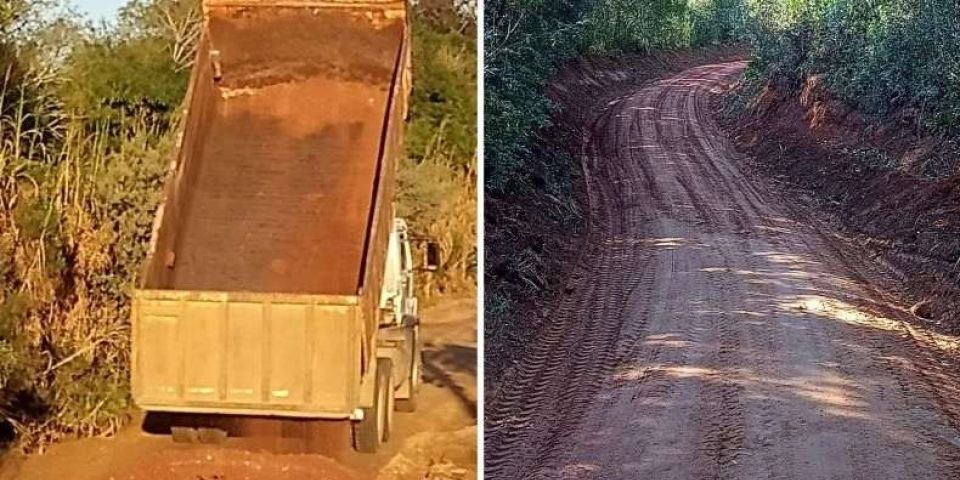 Patrolamento e encascalhamento são realizados na localidade da Querência