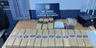 Ação da Polícia Civil resulta na apreensão de mais de 13 kg de maconha em Tapes