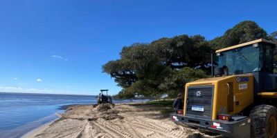 Prefeitura realiza manutenção e limpeza na orla das praias após chuvas intensas em São Lourenço do Sul