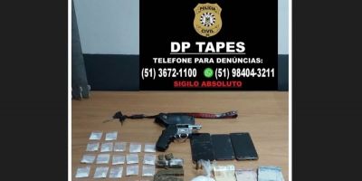 Após denúncia, homem é preso com drogas e arma de fogo em Tapes