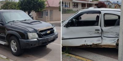 Colisão entre caminhonete e carro é registrada no centro de Camaquã