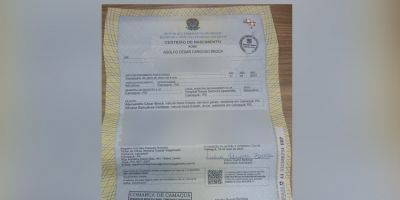 Certidão de nascimento é encontrada no centro de Camaquã 