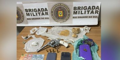 Brigada Militar prende homem por tráfico de drogas e porte ilegal de arma de fogo em Dom Feliciano