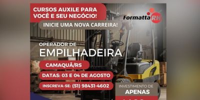 Últimas vagas para o curso de Operador de Empilhadeira na Formatta RH em Camaquã