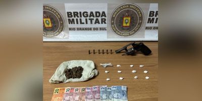 Homem é preso por porte ilegal de arma de fogo e tráfico de drogas em Camaquã