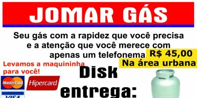 PUBLICIDADE: Jomar Gás. Levamos a maquininha para você! Camaquã/RS