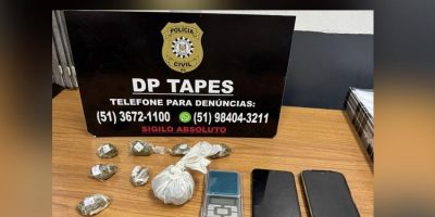 Jovem é preso por tráfico de drogas em Tapes