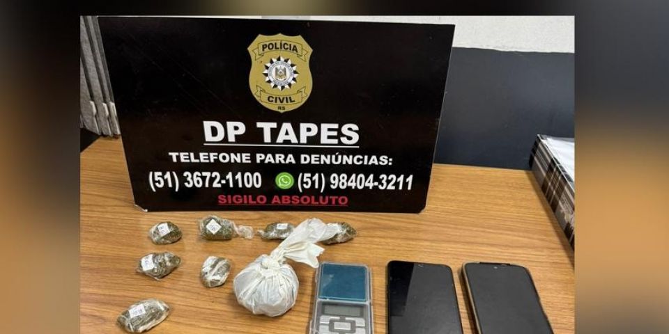 Jovem é preso por tráfico de drogas em Tapes