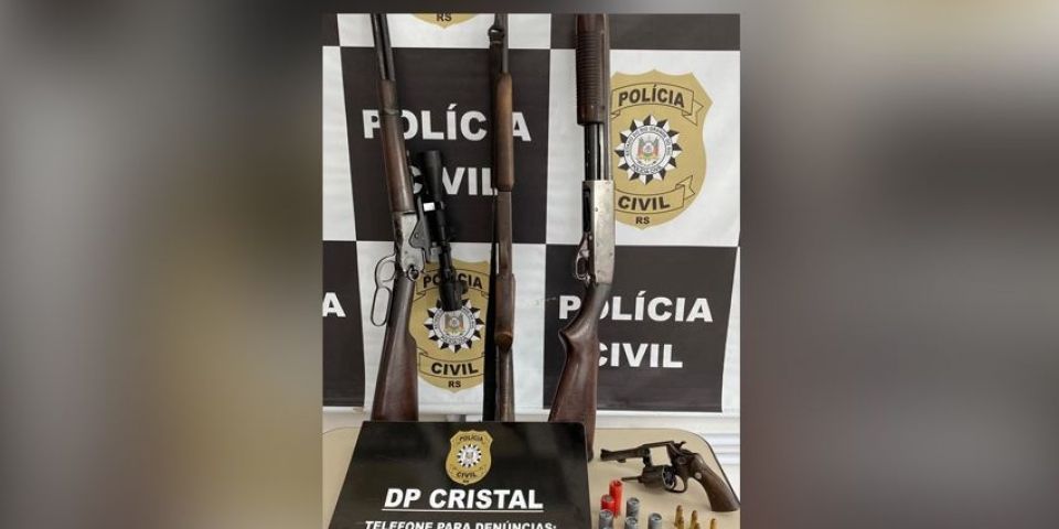 Polícia Civil realiza apreensão de armas e munições no interior de Cristal
