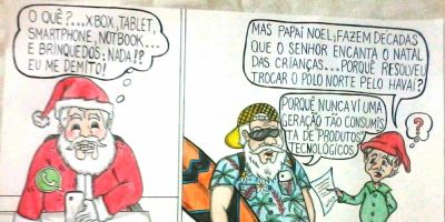 A CHARGE DO BLOG: era da tecnologia enlouquece o Papai Noel