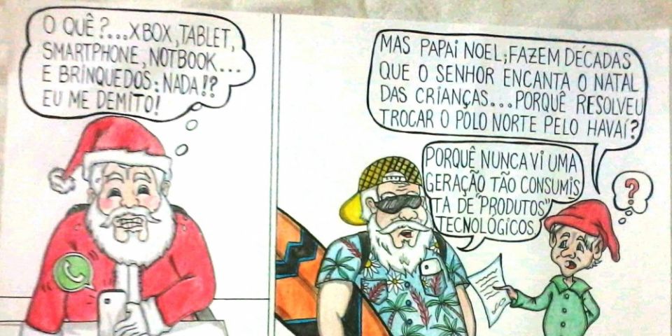 A CHARGE DO BLOG: era da tecnologia enlouquece o Papai Noel