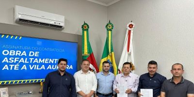 Contrato para início da pavimentação asfáltica até a Vila Aurora é assinado em Camaquã