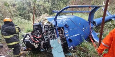 Duas pessoas morrem em queda de helicóptero no interior de São Paulo