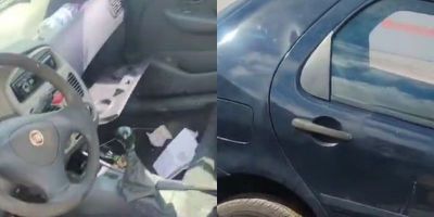 Carro que foi furtado em Camaquã é encontrado sem bancos, sem bateria e com diversos danos em Pelotas