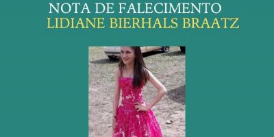OBITUÁRIO: Nota de Falecimento de Lidiane Bierhals Braatz, de 21 anos
