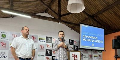 Abner Dillmann, prefeito de Camaquã, apresenta balanço do início da gestão em reunião-almoço do Sindicato Rural