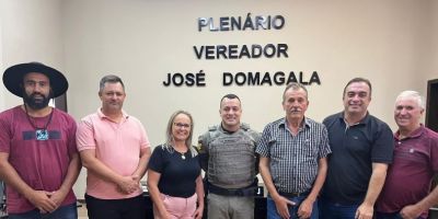 Comandante da 1ª companhia do 30º BPM se reúne com vereadores de Dom Feliciano