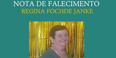 OBITUÁRIO: Nota de Falecimento de Regina Fochde Janke, de 74 anos