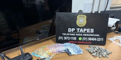 Adolescente de 15 anos é apreendido com maconha, crack e cocaína em Tapes