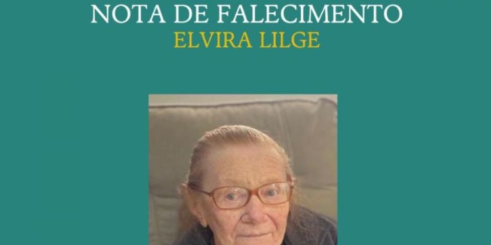 OBITUÁRIO: Nota de Falecimento de Elvira Lilge, de 86 anos