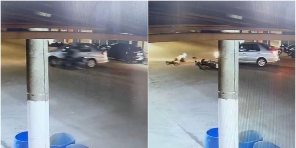 VÍDEO: colisão entre moto e carro é registrada no centro de Camaquã