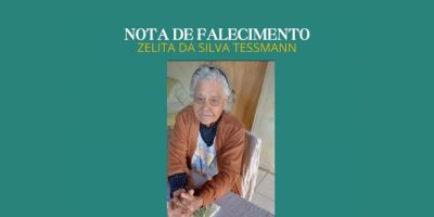 OBITUÁRIO: Nota de Falecimento de Zelita da Silva Tessmann, de 92 anos