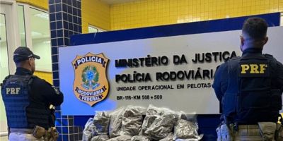 PRF apreende mais de 8 kg de drogas na BR-116 em Pelotas