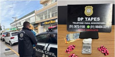 Homem que cumpria prisão domiciliar é preso por tráfico de drogas em Tapes