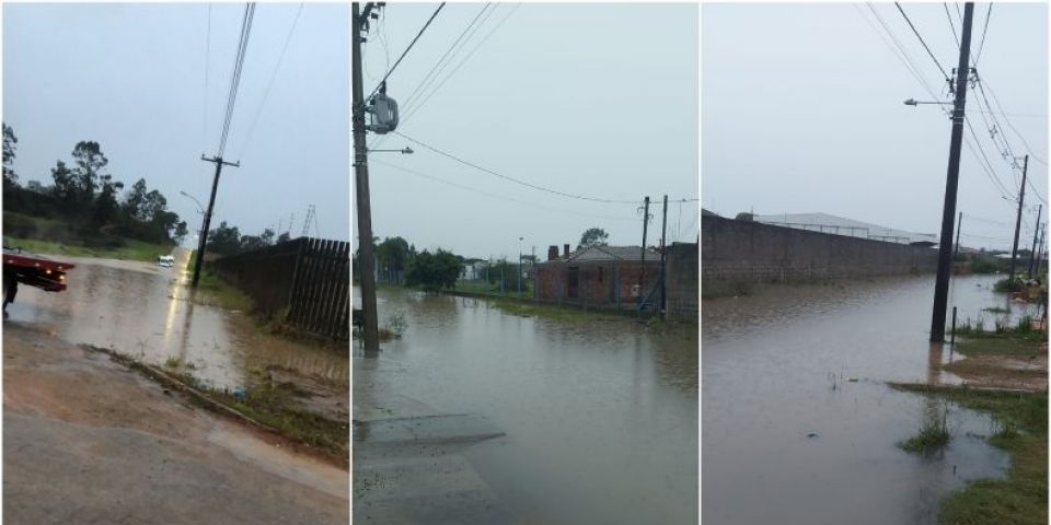 Forte chuva causa alagamentos em ruas de Camaquã