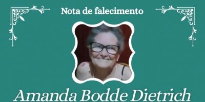 OBITUÁRIO: Nota de Falecimento de Amanda Bodde Dietrich, de 81 anos