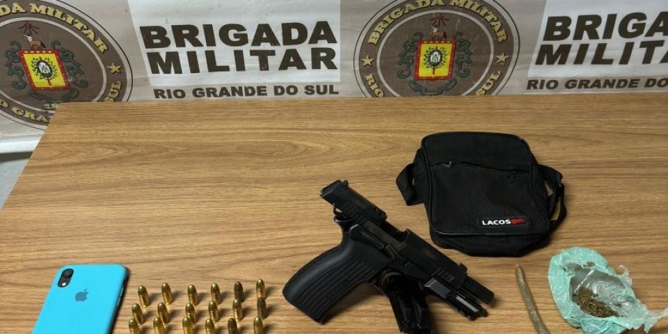 Jovem é preso com arma, munições e droga em Camaquã