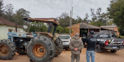 Decrab de Camaquã recupera trator furtado no município de Butiá