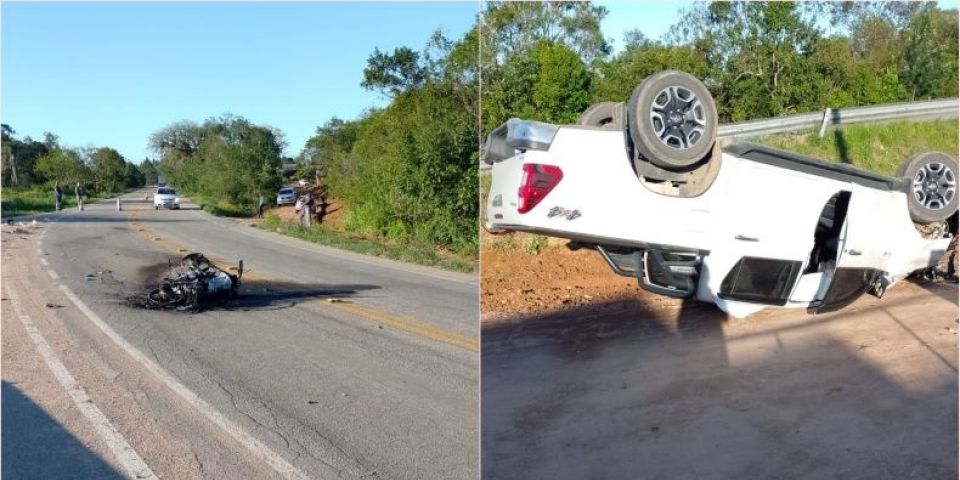 Casal morre após colisão frontal entre moto e camionete na ERS-350 em Chuvisca