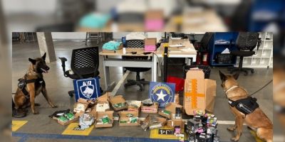 RF apreende drogas e produtos ilegais em transportadora na Região Metropolitana de Porto Alegre