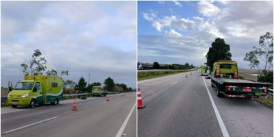 Uma pessoa morre e outra fica gravemente ferida em acidente na BR-116 em São Lourenço do Sul