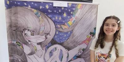 Aluna da escola Osvaldo Aranha de Camaquã é a vencedora em nível estadual do concurso do Lions Clube, Cartaz da Paz
