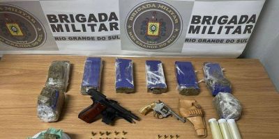 Casal é preso por tráfico de drogas e porte ilegal de arma de fogo em Camaquã