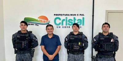 Vice-prefeito de Cristal recebe integrantes do 5º Batalhão de Polícia de Choque da Brigada Militar