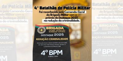 Brigada Militar premia 4º BPM por desempenho exemplar na segurança pública