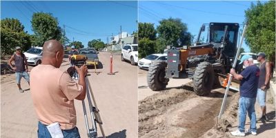 Serviço de topografia é realizado em rua do bairro Olaria, em Camaquã