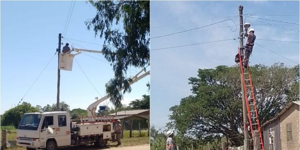 Manutenção na rede de iluminação é realizada na Ilha Santo Antônio, interior de Camaquã