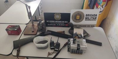 Homem relata ameaças e polícia apreende arma e munições em Cerro Grande do Sul