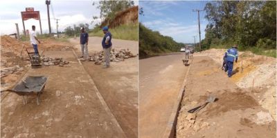 Segue a obra de construção da calçada que dá acesso ao bairro Ouro Verde, em Camaquã