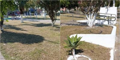 Serviços de limpeza são realizados em praças de Camaquã